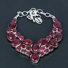 Kashmiri Ruby Gemstone 925 Sterling Silver Jewelry Gift Necklace 18