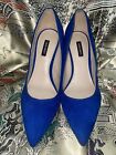 NINE WEST Womens CARA Blue Suede Block Heels Shoes  Size 9