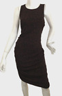 {SCOOP} Dress Sheath Brown/Black Pattern Ruched Jersey Stretch Lined Summer ~XL