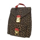 FENDI Zucca Leopard Pattern Used Handbag Backpack Brown Canvas Vintage #AH616