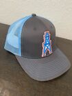 Throwback Houston Oilers Classic Logo Gray & Blue Mesh Snapback Trucker Hat Cap