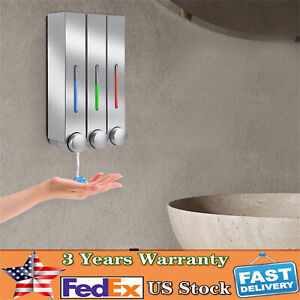 3-Pack Soap Dispenser 420ml Shower Gel Shampoo Conditioner Wall Mounted Bathroom