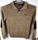 Chaps Men's Pullover Sweater Long Sleeve Quarter Button Sweater Brown Medium EUC