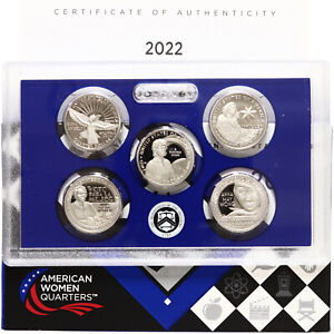 2022 S Proof American Women Quarter Set Gem DCam OGP & COA 5 Coins CN-Clad