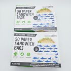 2 Boxes Lunchskins Recyclable + Sealable Paper Sandwich SHARK Bags, 100 Total
