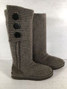 UGG Womens Cardy 5819 Gray Round Toe Knit Knee High Winter Boots Size 8