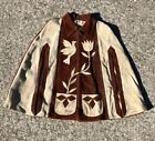 Vintage 60s 70s Mexican Suede Leather Poncho Boho Western Hippie Jacket S/M