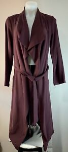 Express Jacket Womens S Plum Trench Light Coat Belted Drape Neck Solid