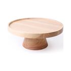 Rubber Wood Cake Stand, 12.52IN Dia x 5IN H, 3.9 lb, Natural Wood Color