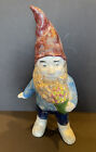 Vintage Cast Iron Garden Gnome with Basket of Flowers. Cast Iron Gnome