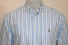 RALPH LAUREN CLASSIC FIT Large Men's L/S Button Down Oxford Shirt Blue Striped