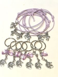 Unicorn Party Bag Fillers Friendship Bracelets & Keyrings X 12 Pieces FREEPOST