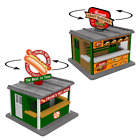 FAST FOOD COMBO - Hot Dog and Burger Stands w/Rotating Banners (O scale)