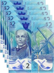 Barbados 2 Dollars ND 2022 Polymer P 80 UNC LOT 5 Pcs