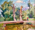 painting art impressionism vintage River landscape original oil on canvas decor