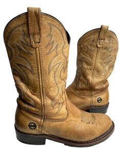 Double-H DH1554 Tan Brown Leather Cowboy Western Work Boots Men's 10.5 D