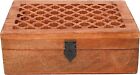 Mango Wood Decorative Wooden Box with Hinged Lid in Jali Carvings, Decorativebox