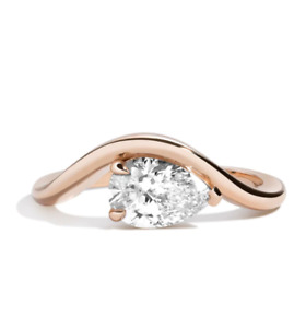 Bridal Wedding Ring 1 Carat IGI GIA Lab Created Pear Shape Diamond 18k Rose Gold