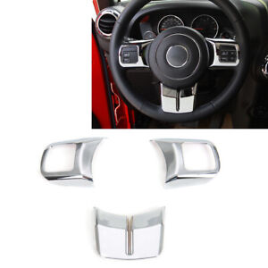 Inner Steering Wheel Moulding Trim Cover Kit for Jeep Wrangler JK 2011-17 Chrome
