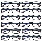 12 Packs Unisex Rectangular Frame Reading Glasses Classic Readers for Men Women