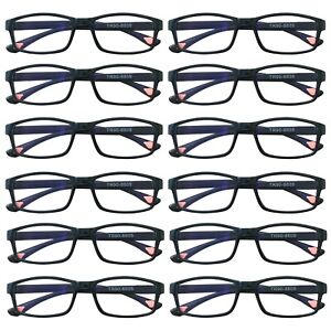 12 Packs Unisex Rectangular Frame Reading Glasses Classic Readers for Men Women