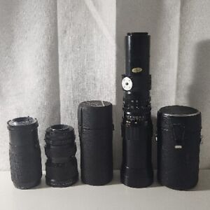 Vintage Camera Lenses Lot of 5 + Samigon + ROKINON + SUPER MAREXAR + RMC + SUNTA