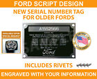SERIAL NUMBER ID TAG DATA PLATE VINTAGE SCRIPT DESIGN CUSTOM ENGRAVED USA (For: 1964 Ford F-100)