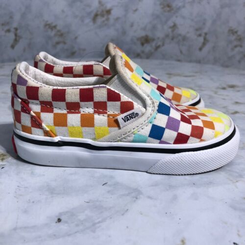 Vans Checkerboard OTW Toddler Youth Size 6 Shoes White Colorful Low Top Sneakers
