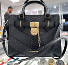 Michael Kors Hamilton SM Satchel Handbag Crossbody Bag MK Snake Black CLEARANCE