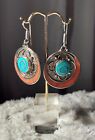 Tibetan Silver Dangle Earrings with Red Coral and Turquoise