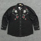 Scully Men's XXL Black Embroidered Skulls & Roses Long Sleeve Western Snap Shirt