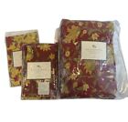 NIP Pottery Barn Colette Duvet Cover King and 2 Shams Red Yellow Linen Cotton