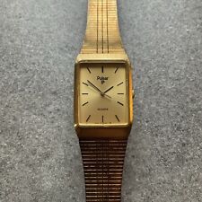 Vintage Pulsar Tank Style Watch Y101-5019 24mm Gold Tone Case And Band Bin M