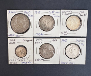 Lot (6) World/Foreign Silver Coins, 1.20 Troy Oz Silver, 1918-1962 - No Reserve