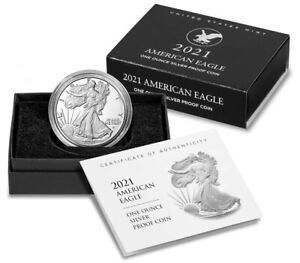 2021 W American Eagle One Ounce Silver Proof Coin in OGP with COA - LOT OF 2
