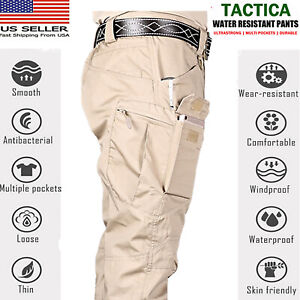 Tactical Mens Cargo Pants Waterproof Work Pants Outdoor Hiking Combat Trousers