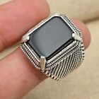 Black Onyx Gemstone Men's Ring 925 Sterling Silver Statement Ring All Size D49