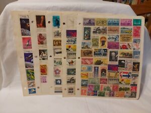 Vintage Stamp Collection Lot Of 5 Sheets Of Single Used Stamps
