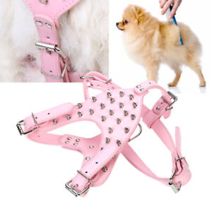Mixed Color Spike Studded PU Dog Harness Bulldog Terrie