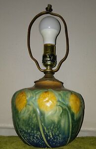 Roseville Sunflower Factory Lamp Vintage Arts & Crafts / Mission Style Pottery
