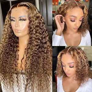 Highlight Ombre Lace Front Wigs Human Hair Pre Plucked with Baby Hair Honey B...
