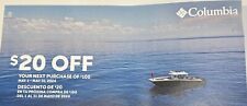 Columbia Coupon $20 off $100 May 1 -May 31, 2024 (online or instore)