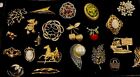 Estate Gold Signed Brooch And Pin Lot