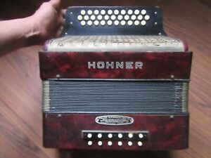 Vintage Hohner Pre-Corona GCF Diatonic Button Accordion w/Bass Reeds - Accordian