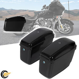 Black Motorcycle Hard Saddle Bags Side Box For Harley Honda Yamaha Universal (For: Indian Roadmaster)