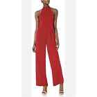 Calvin Klein Red Halter Neck Jumpsuit Size 14 Stretch NEW