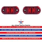 Red 2 LED Sealed Side Marker Clearance Light Flush Mount Truck Trailer Qty 2