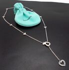 Authentic Tiffany & Co Silver HEART Lariat Drop Dangle Necklace & Pouch Rare 17
