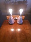 ATOMIC MCM HAND CRAFTED PINK GLAZED CERAMIC VINTAGE PAIR OF WORKING LAMPS