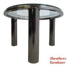 Vintage Round Floating Chrome Mid Century Lamp End Table Pedestal  A